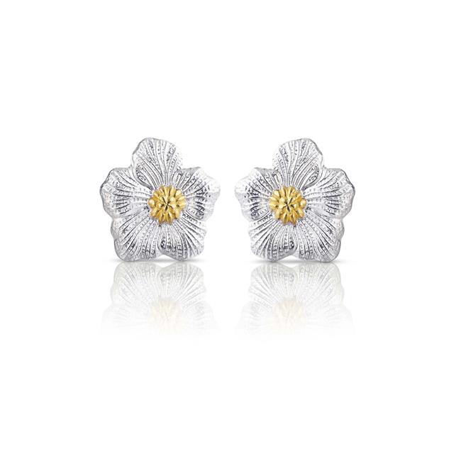 Buccellati Blossoms Sterling Silver and Gold Vermeil Button Earrings 1.6cm