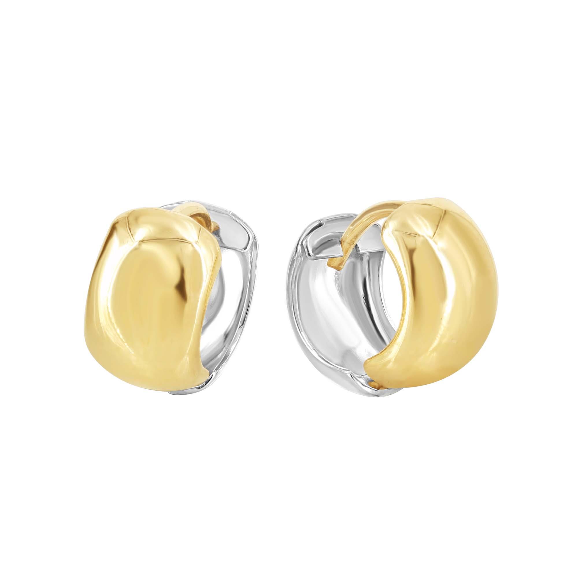 London Collection 14k Yellow and White Gold Extra Small Reversible Huggie Earrings
