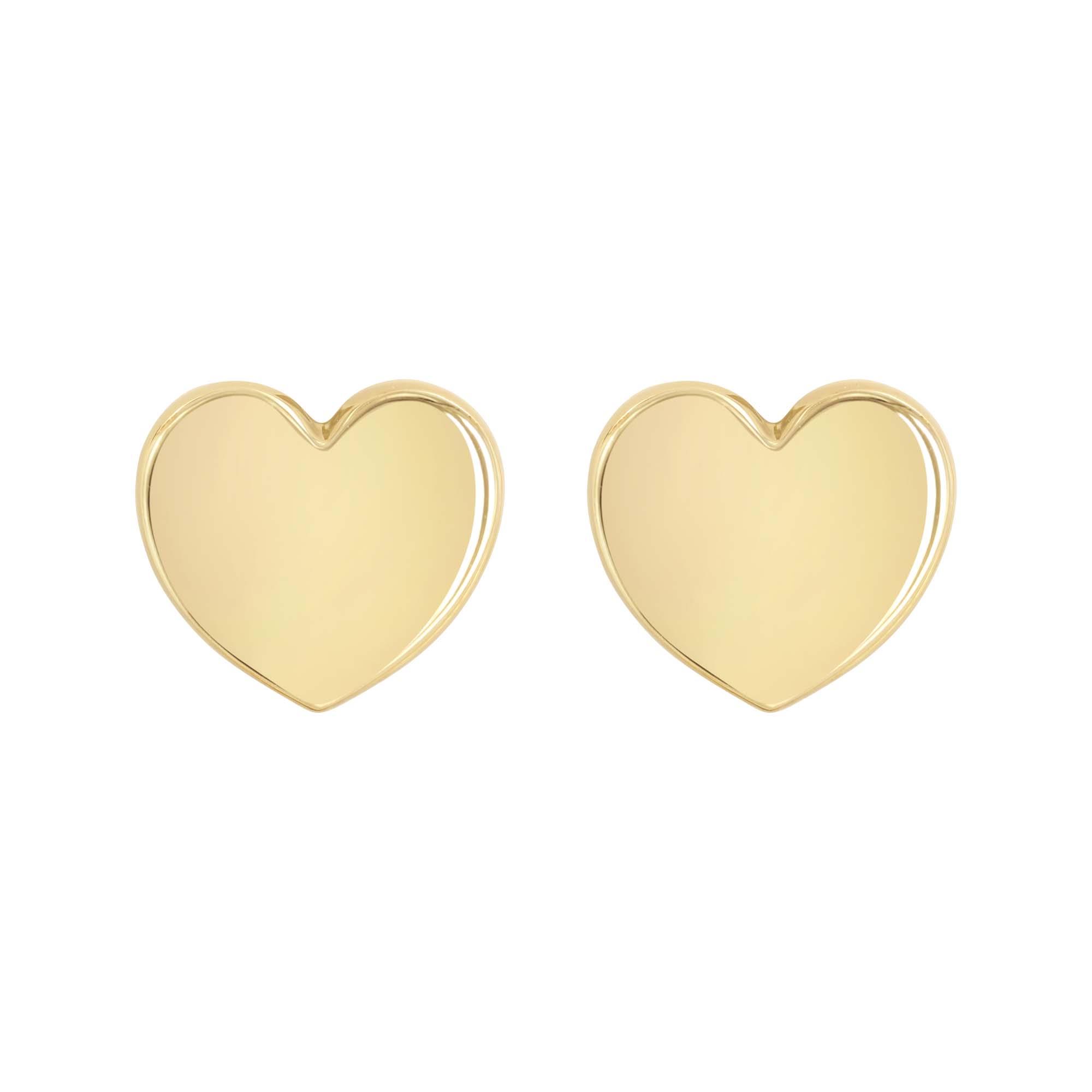 London Collection 14k Yellow Gold Puffed Heart Stud Earrings