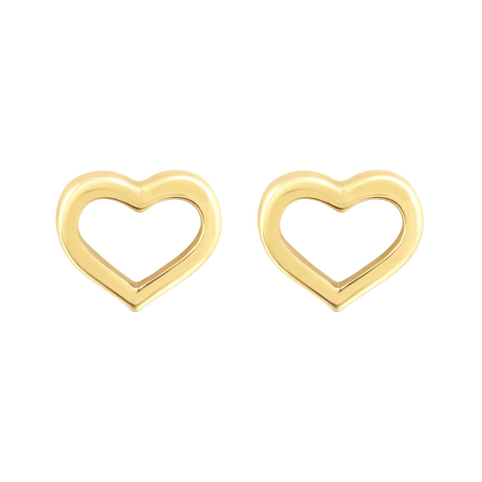 London Collection 14k Yellow Gold Small Open Heart Stud Earrings