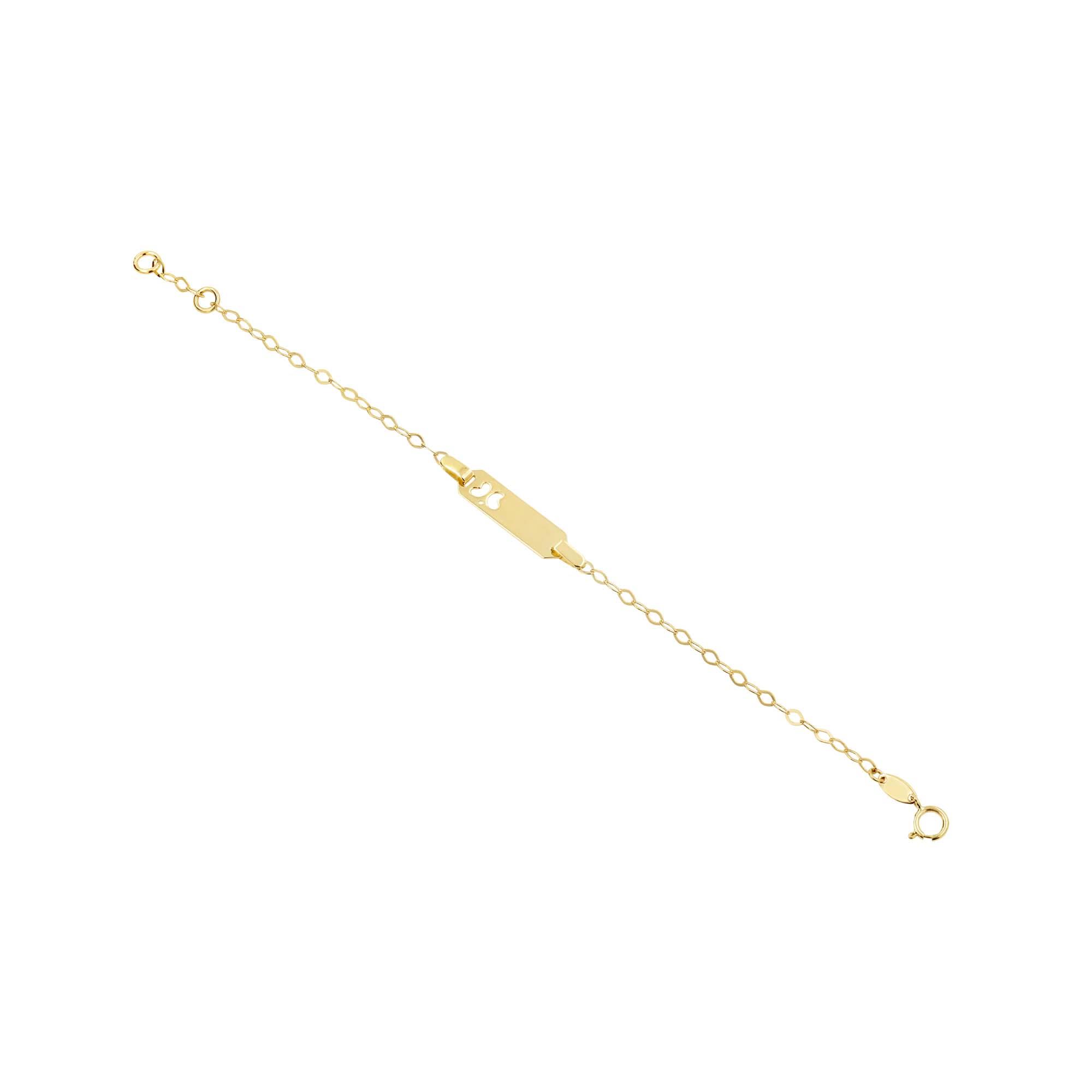London Collection 14k Yellow Gold Engravable ID Bracelet with Cutout Butterfly 6"