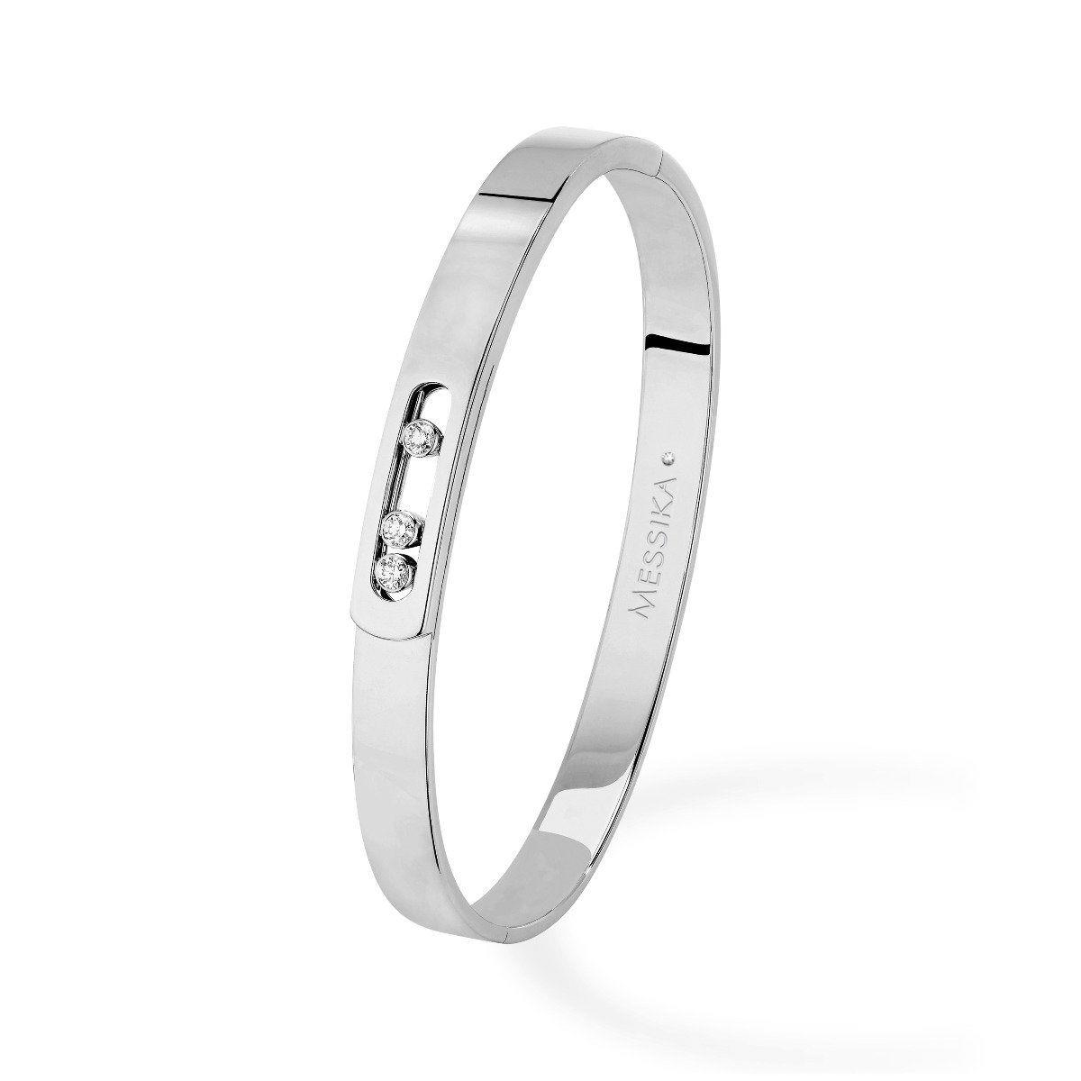 Messika Noa 18k White Gold Diamond Movable Bangle Bracelet