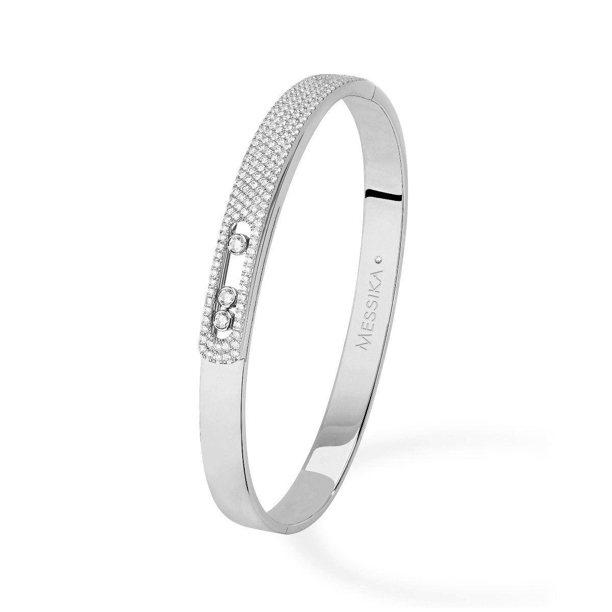 Messika Noa 18k Gold Pave Diamond Move Bangle Bracelet 