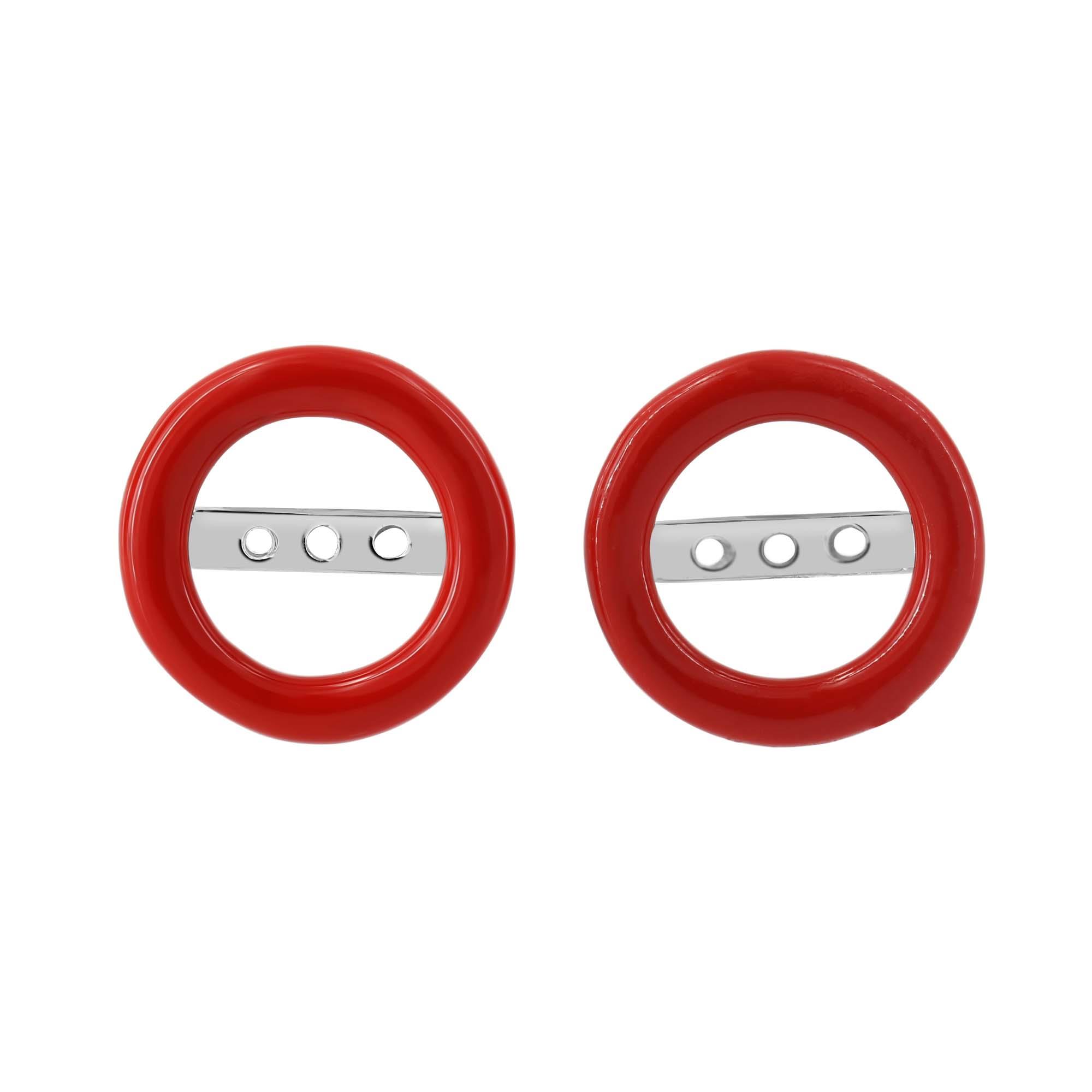 London Collection 18k White Gold and Red Enamel Large Round Earring Jackets