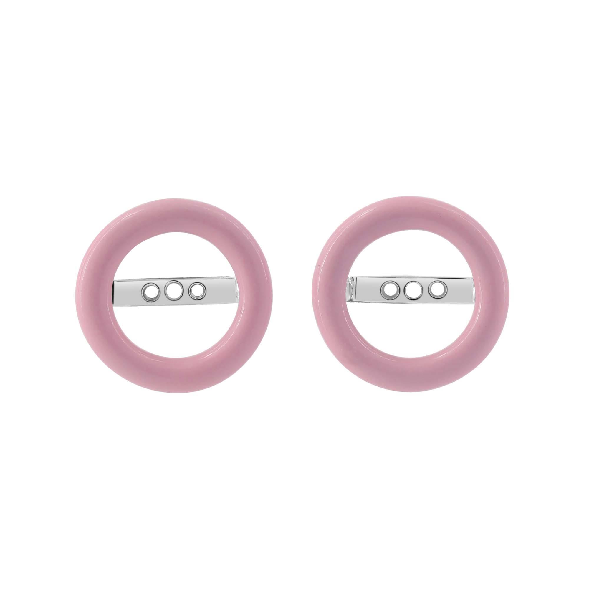 London Collection 18k White Gold and Pink Enamel Medium Round Earring Jackets