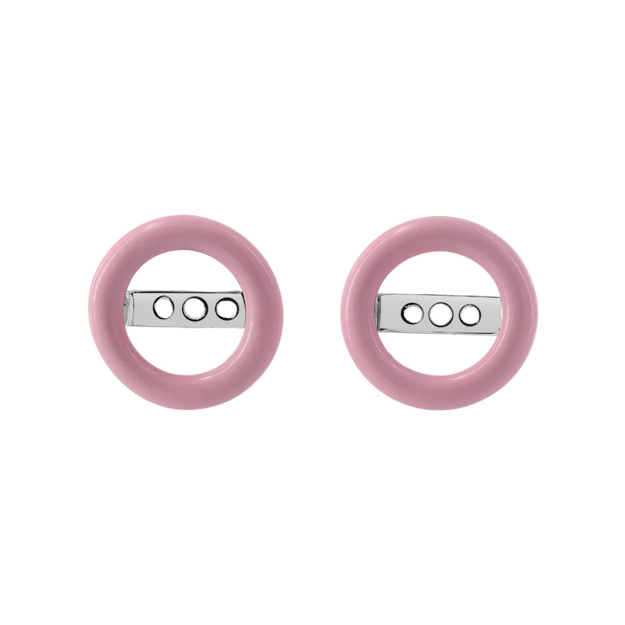 London Collection 18k White Gold and Pink Enamel Small Round Earring Jackets