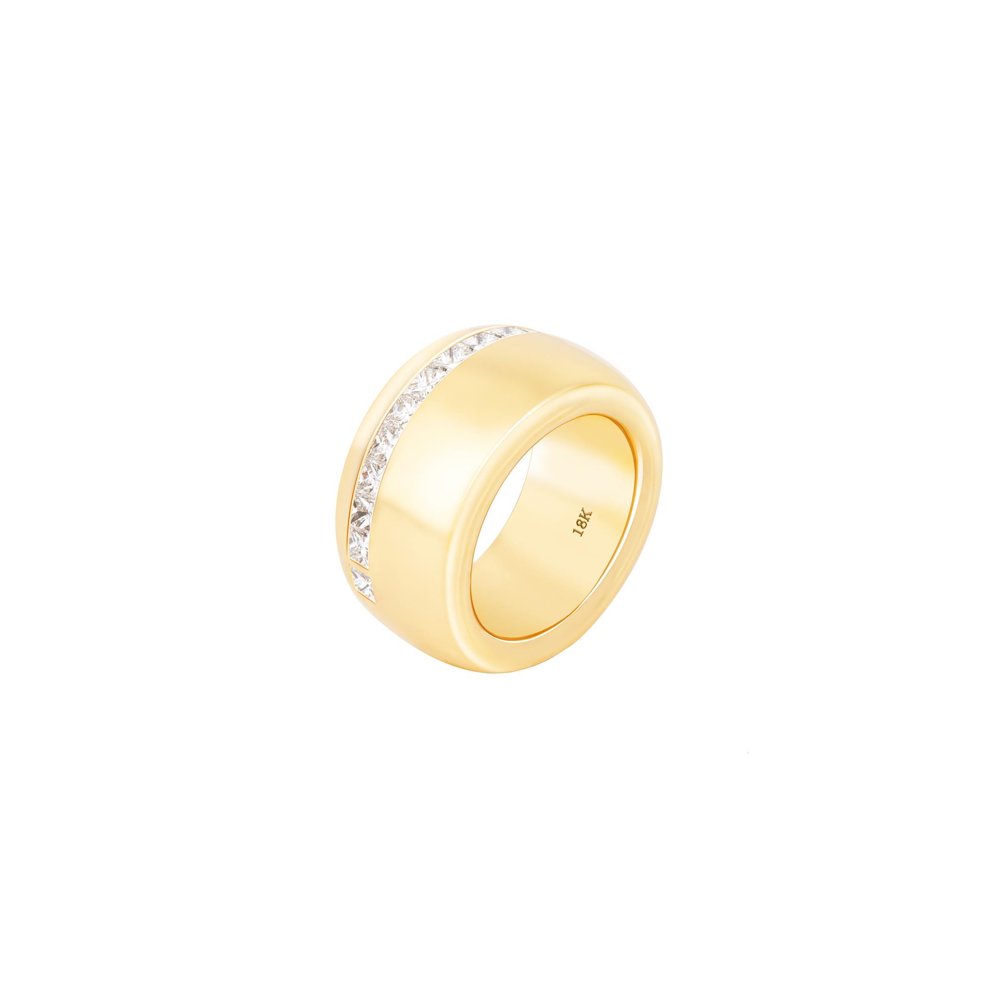 London Collection 18k Yellow Gold Diamond Wide Shiny Ring