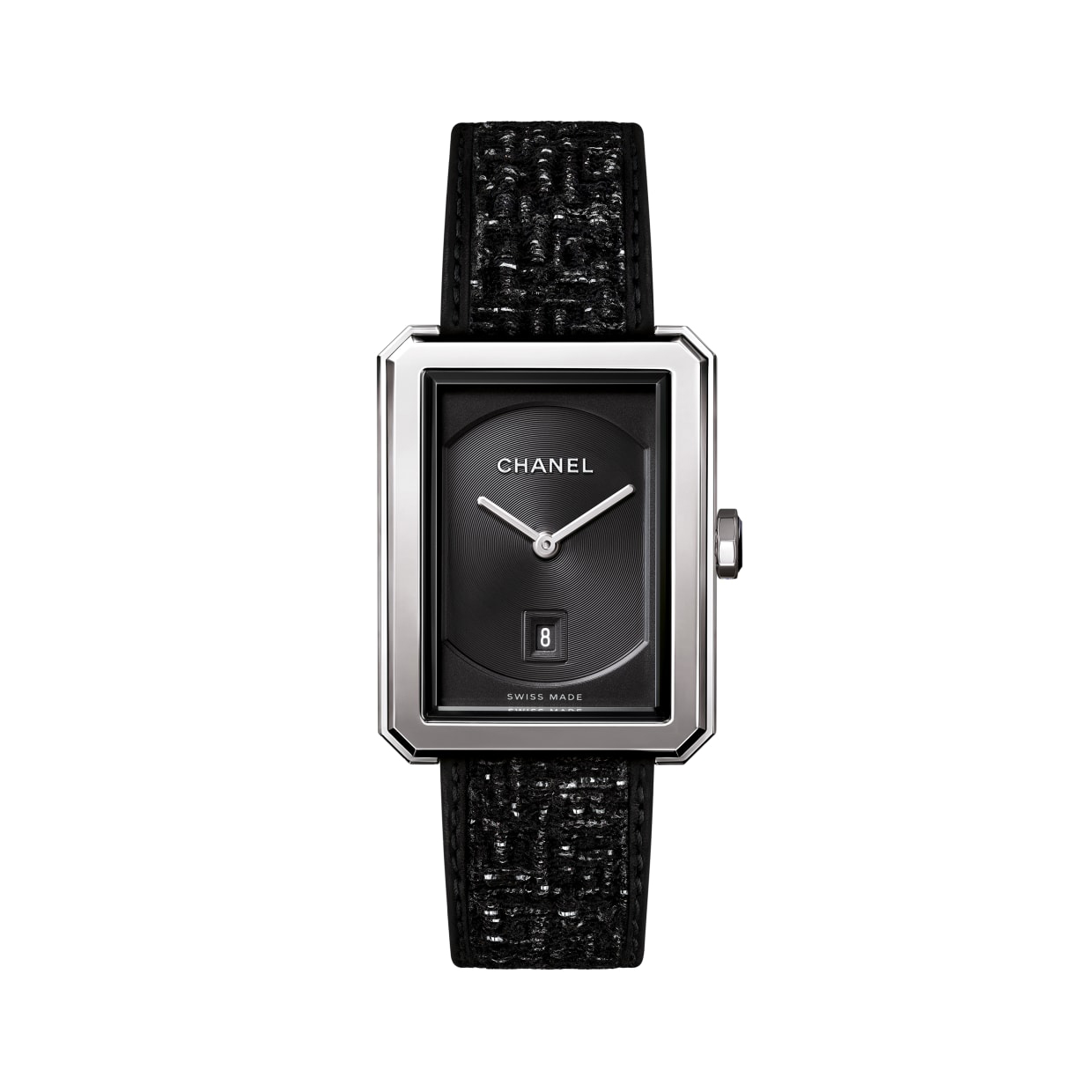 CHANEL Boy Friend Tweed Steel Medium Watch