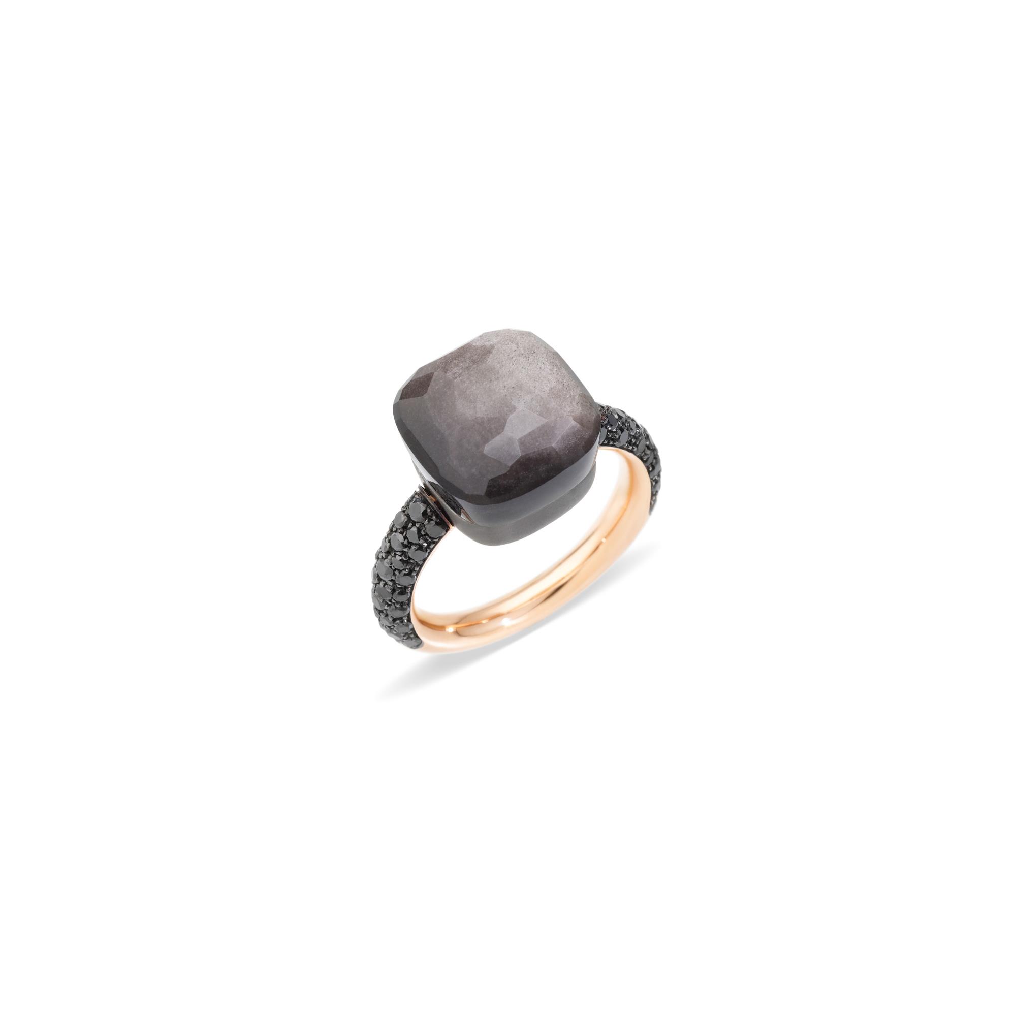 Pomellato 18k Rose Gold Titanium Black Diamond Obsidian Nudo Maxi Ring