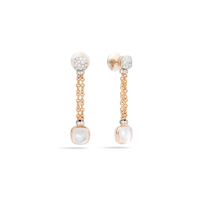 Pomellato Nudo 18k Rose and White Gold Diamond And Pearl Earrings