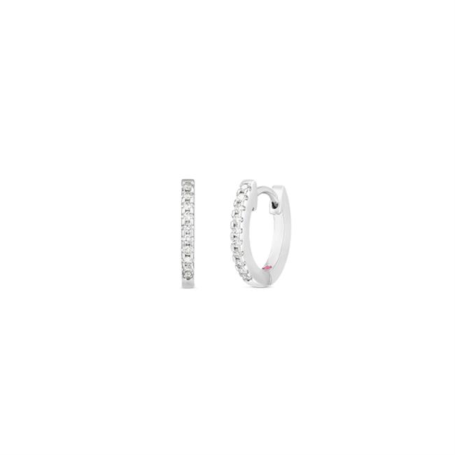 Roberto Coin More Perfect 18k White Gold Extra Small Diamond Hoop Earrings
