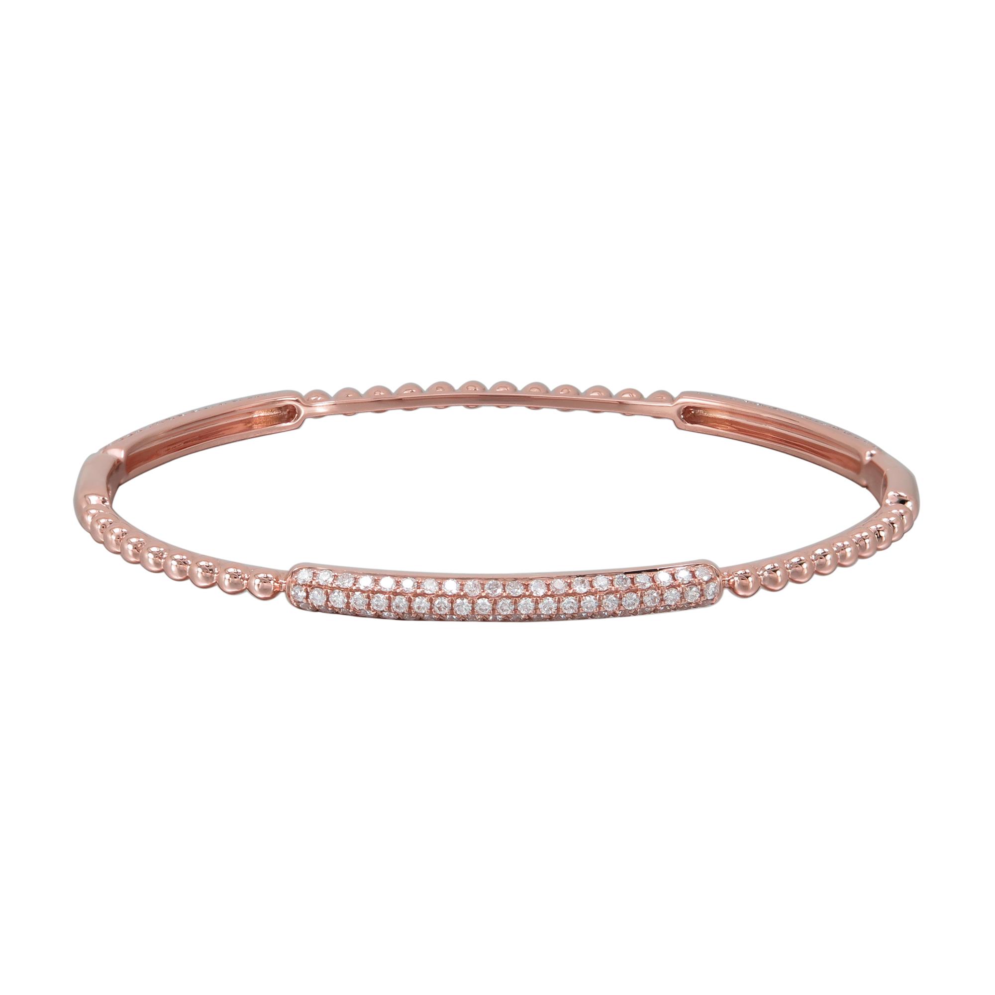 London Collection 18k Rose Gold Diamond 3 Group Beaded Bangle Bracelet