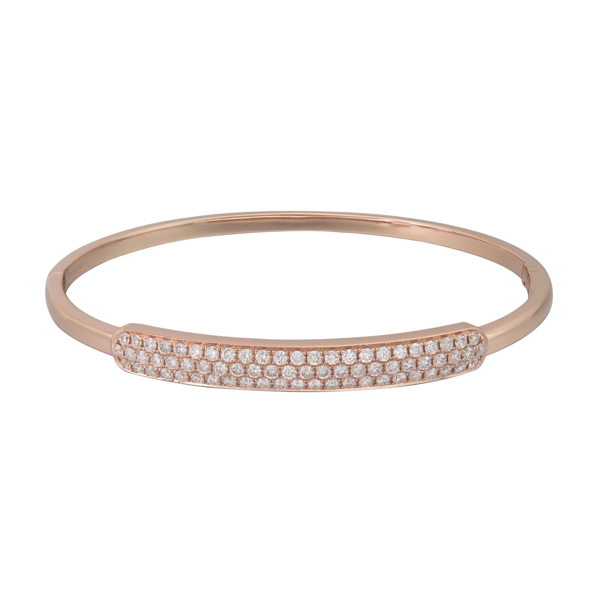 London Collection 18k Rose Gold 3 Row Diamond Bangle Bracelet