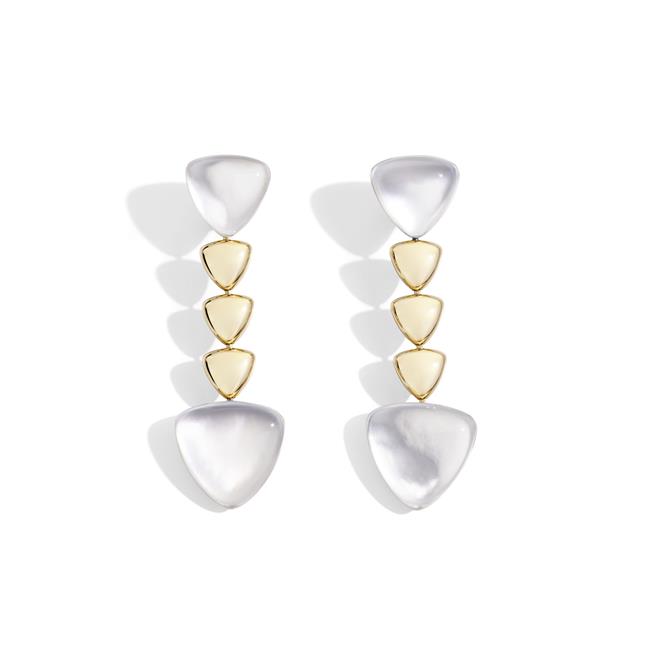 Vhernier Freccia 18k Rose Gold Rock Crystal and Mother of Pearl Heart Earrings