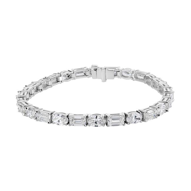 Norman Silverman 18k White Gold Diamond Alternating Inline Bracelet