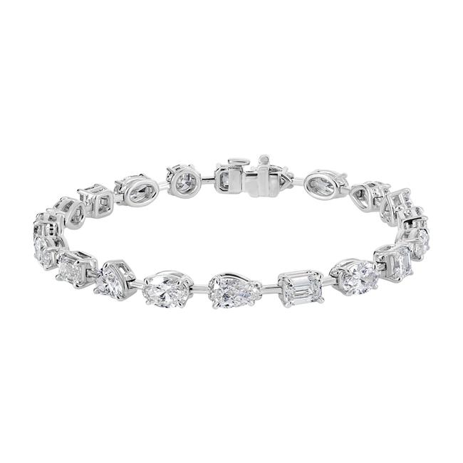 Norman Silverman Platinum Mixed Shape Diamond Alternating Inline Bracelet