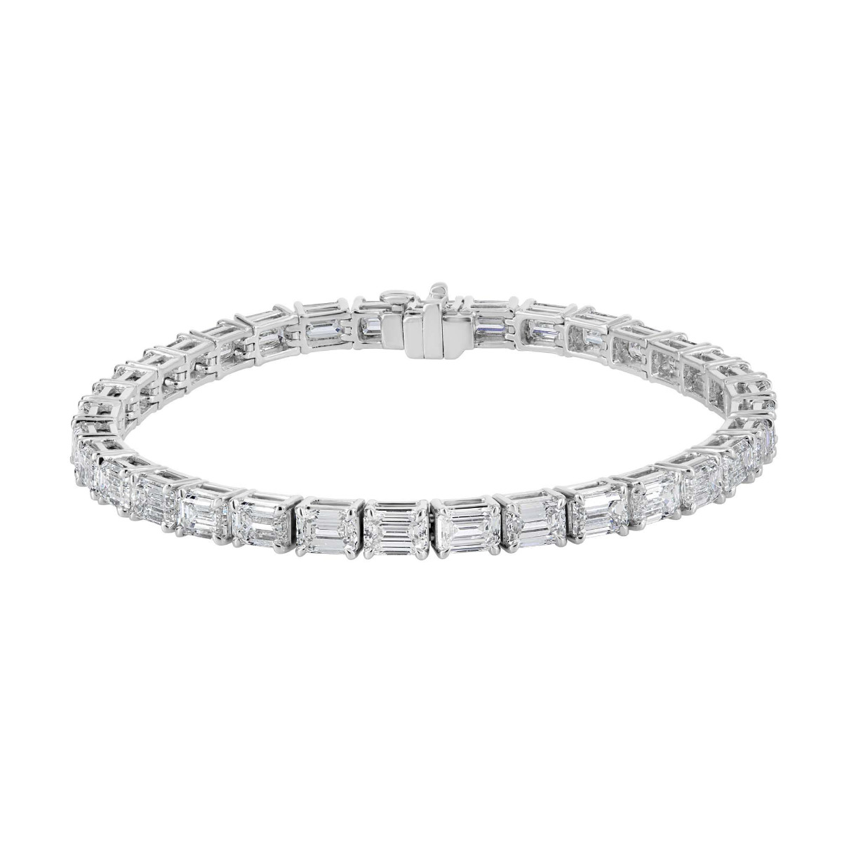 Norman Silverman Platinum East West Emerald Diamond Bracelet