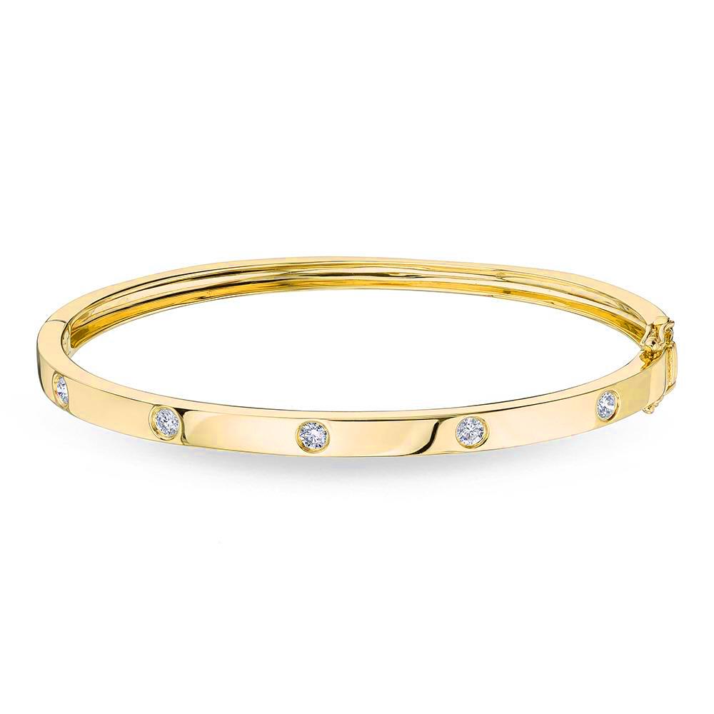 London Collection 14k Round Diamond Station Bangle Bracelet