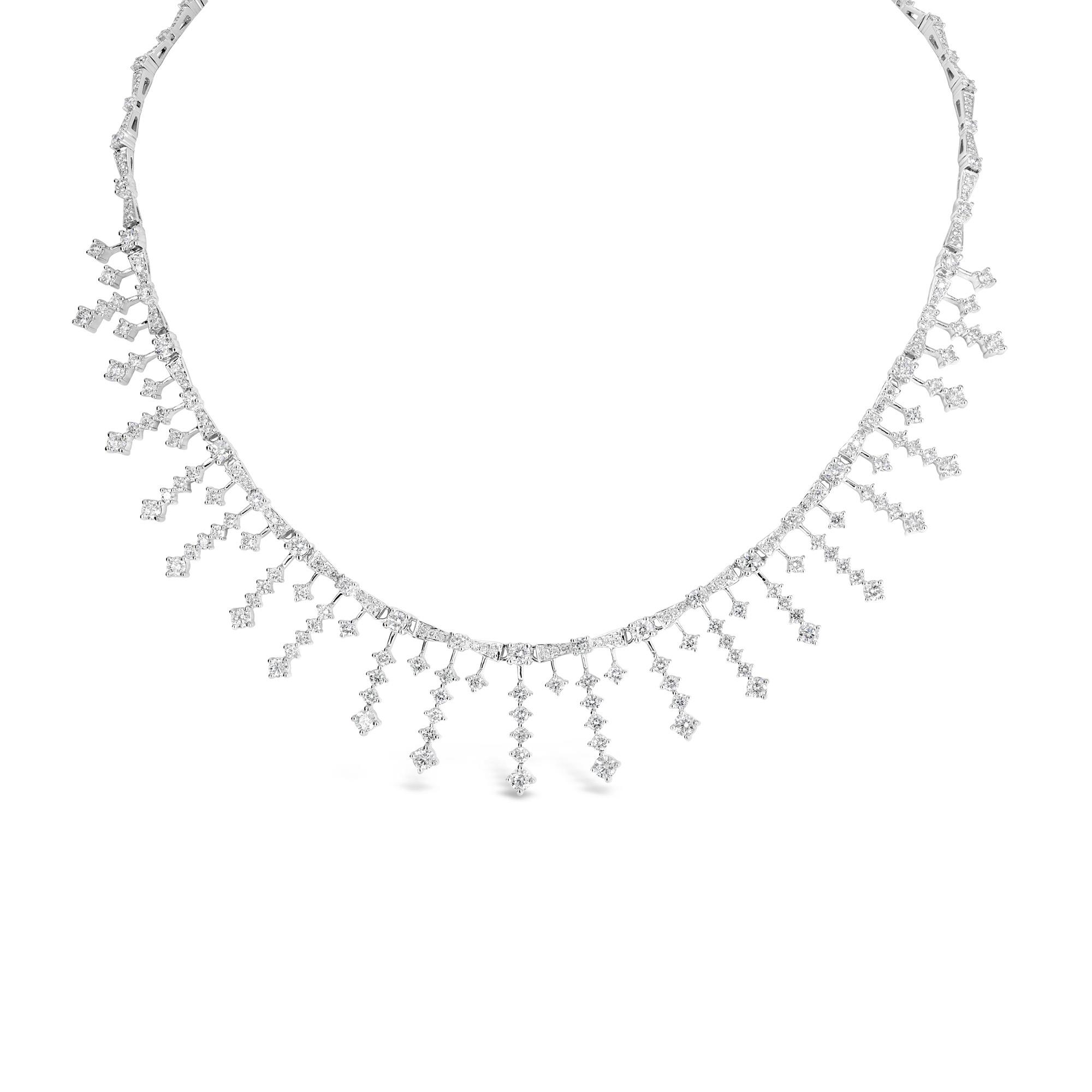London Collection 18k White Gold Diamond Fringe Necklace