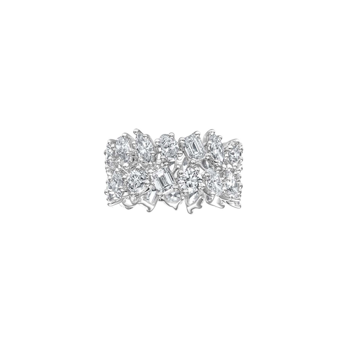 London Collection White Gold 2 Row Mixed Diamond Eternity Band
