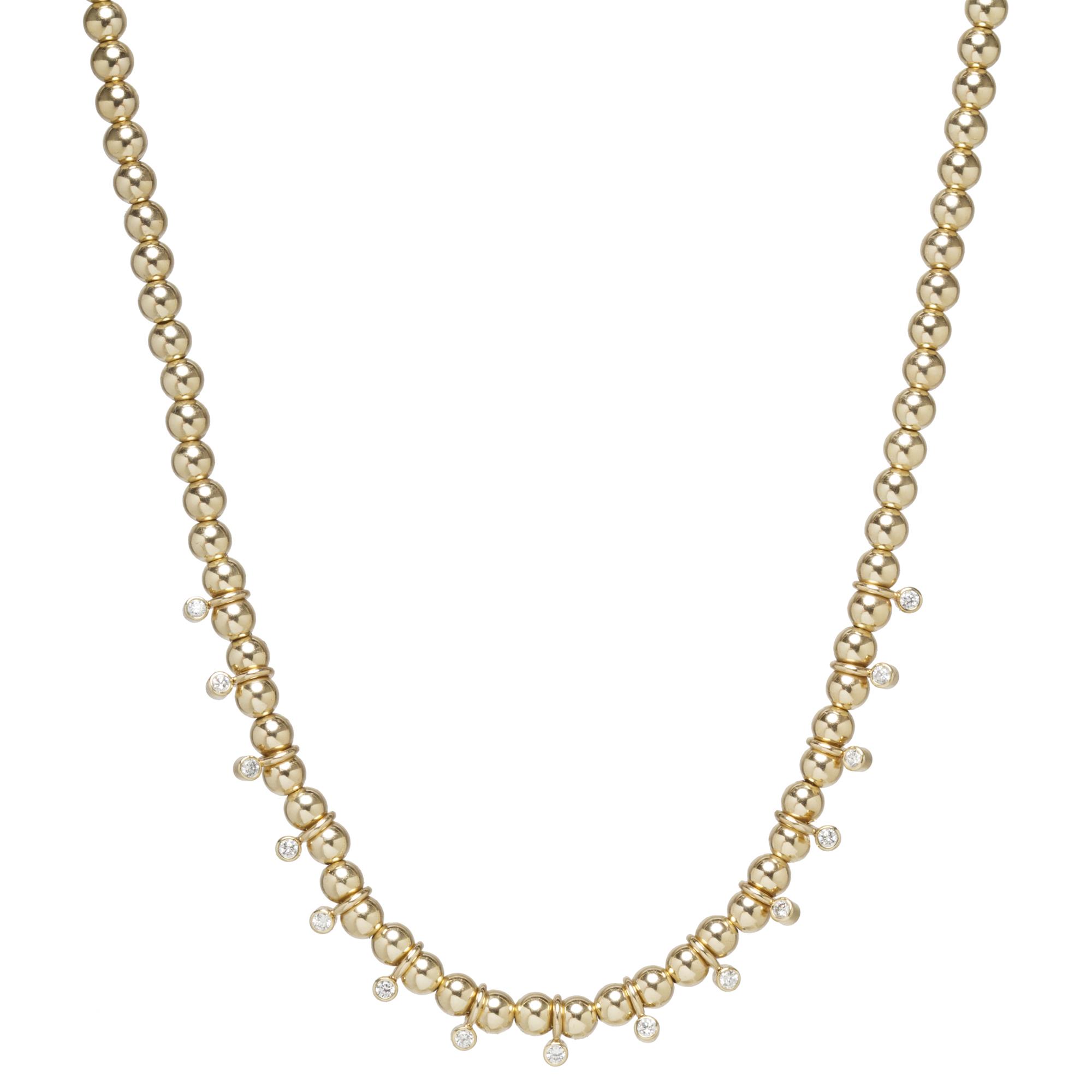 Zoe Chicco 14k Yellow Gold Bezel Set Diamond Dangle Bead Necklace