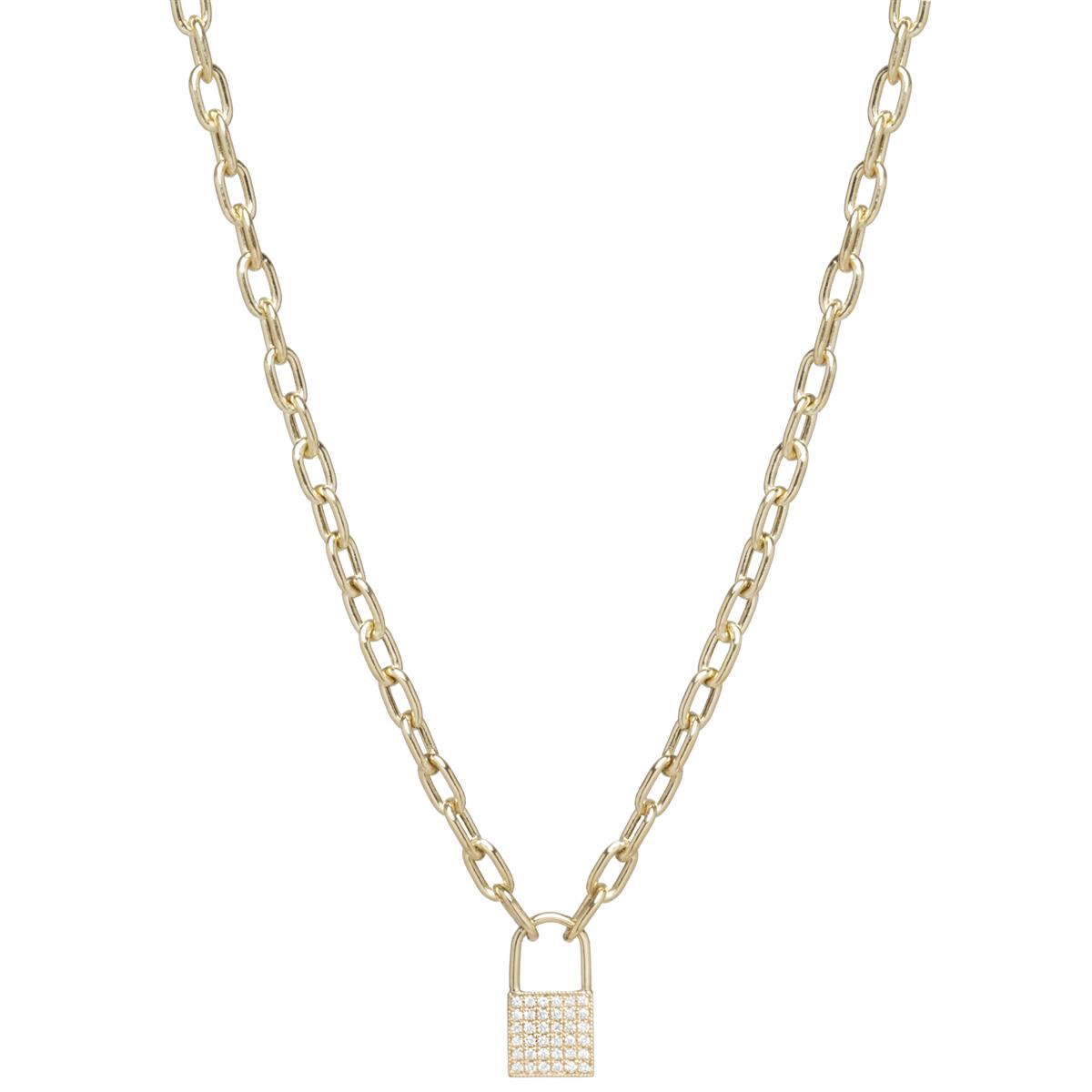 Zoe Chicco 14k Small Diamond Padlock Pendant Necklace