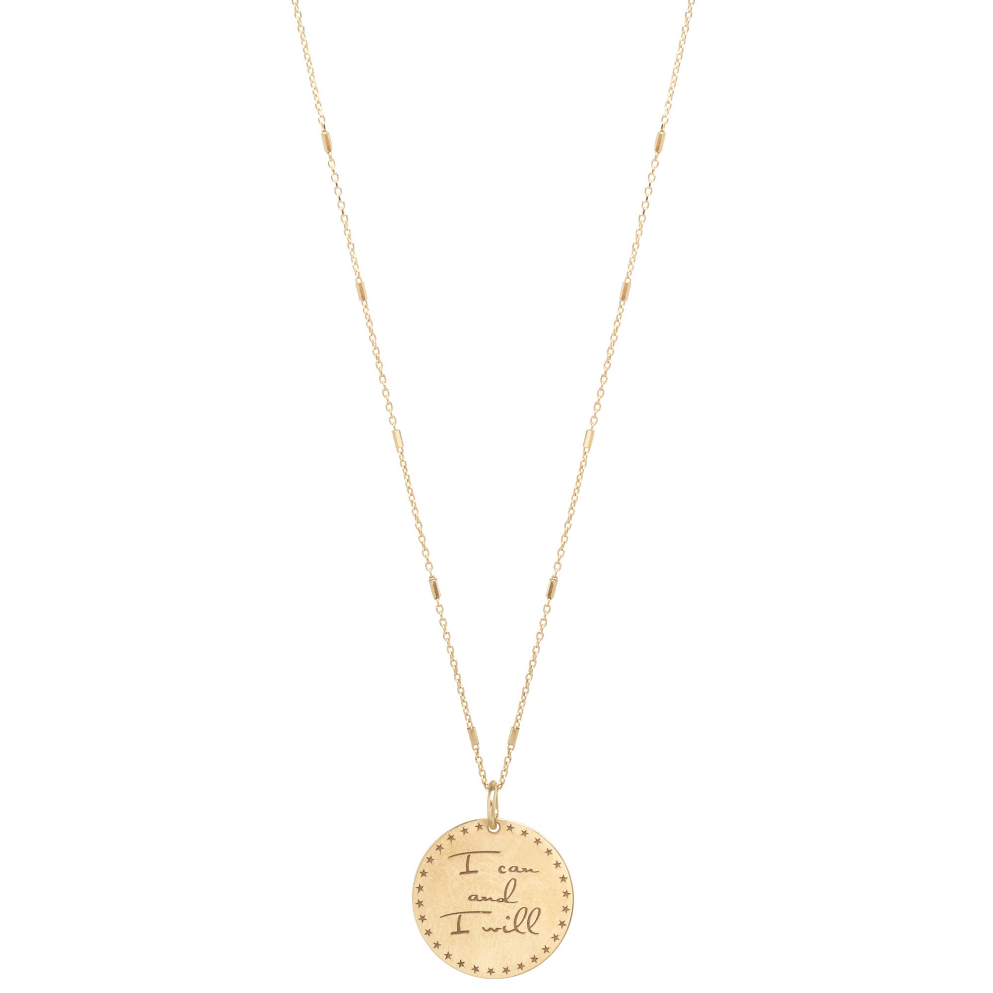 Zoe Chicco 14k Yellow Gold Small Mantra I Can And I Will Pendant Necklace