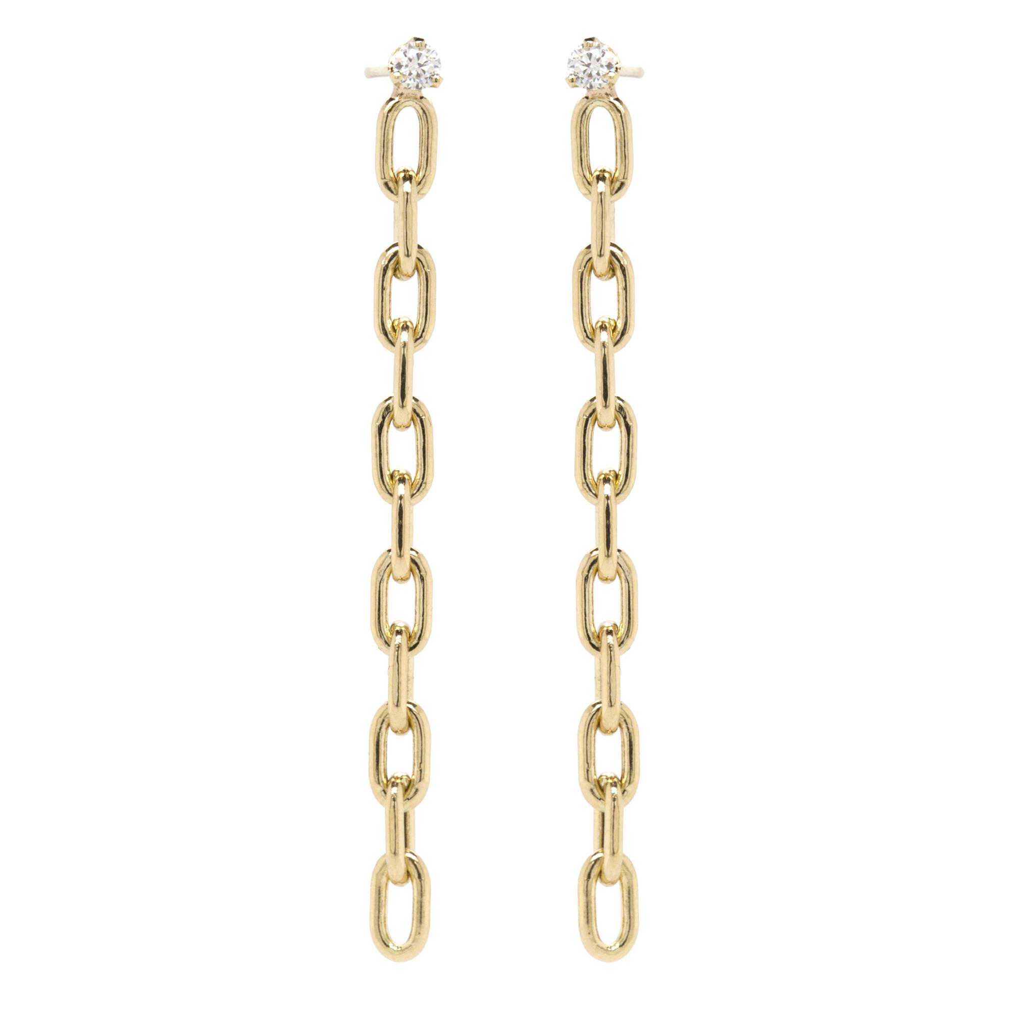 Zoe Chicco 14k Yellow Gold Diamond Large Oval Link Drop Earrings