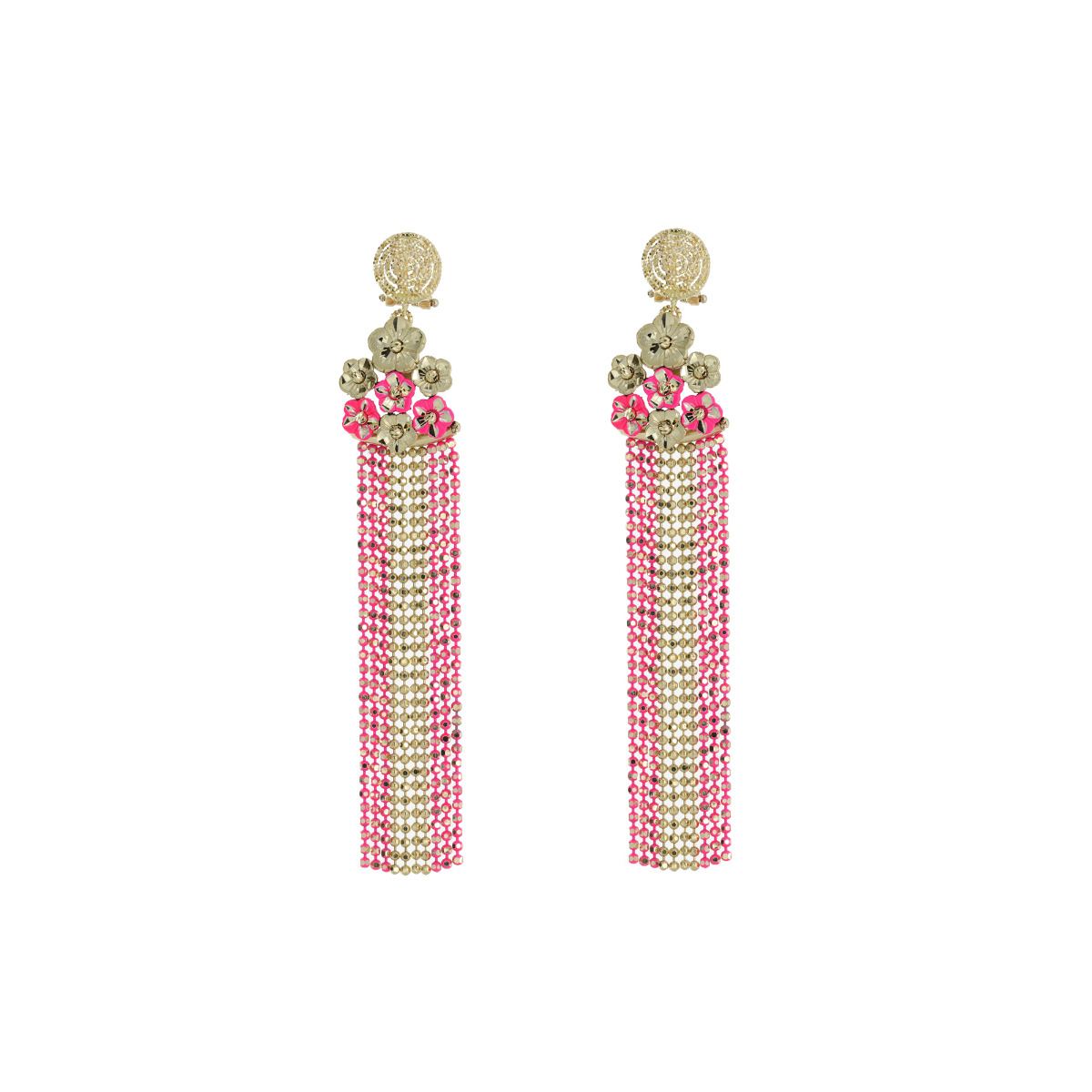 London Collection 14k Yellow Gold Pink Neon Coating Earrings