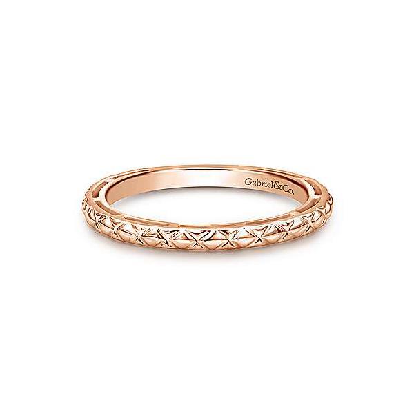 Gabriel & Co Rose Gold Engraved Stackable Band