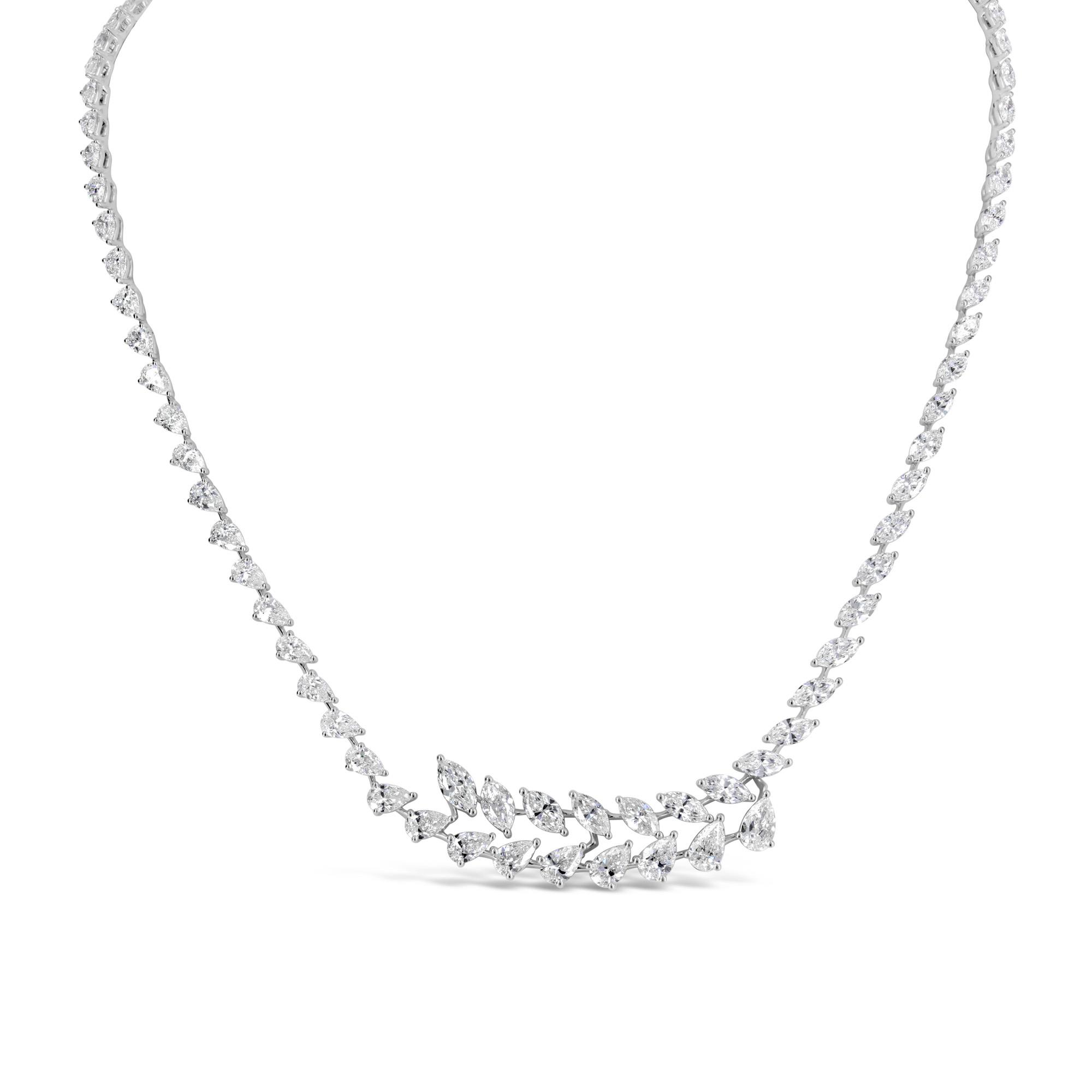 London Collection 18k White Gold Pear Shape Marquise Diamond Necklace