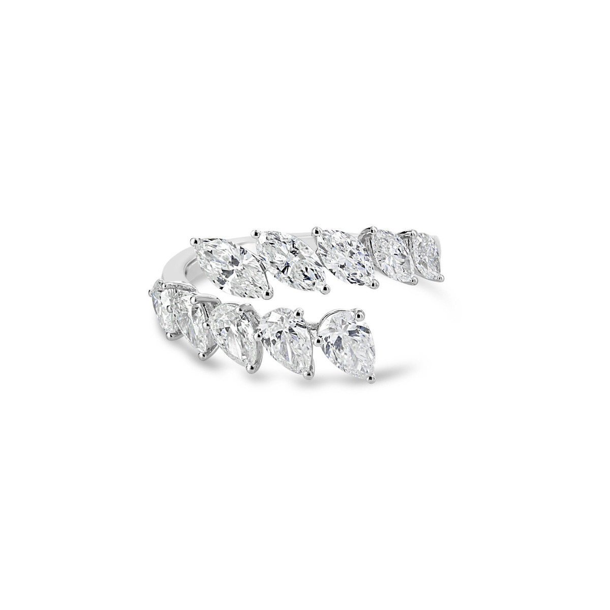 London Collection 18k White Gold Mixed Diamond Open Ring