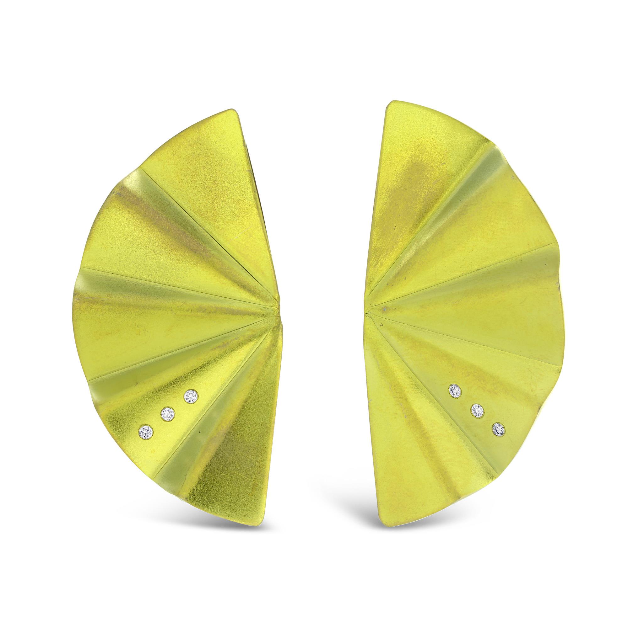 London Collection Gold Diamond Geisha Fan Earrings
