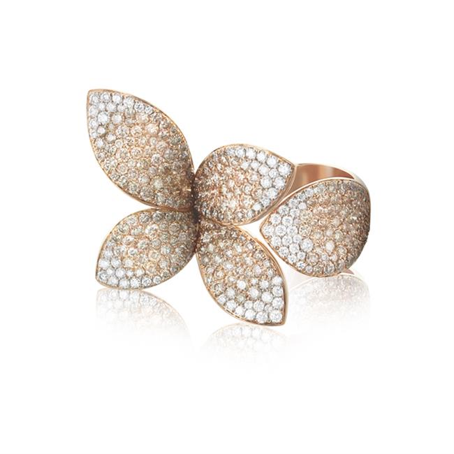 Pasquale Bruni Giardini Segreti 18k Rose Gold Diamond Leaf Ring