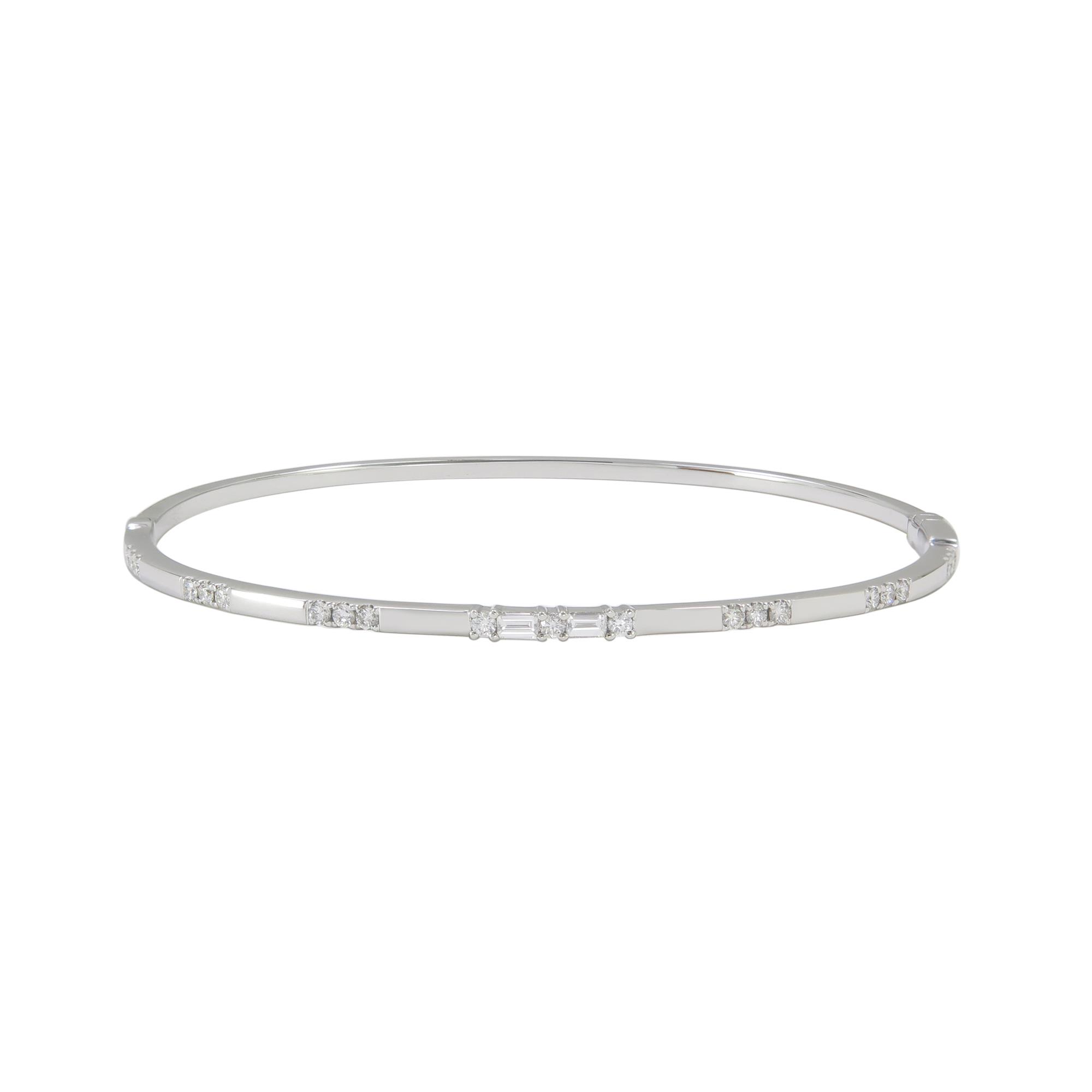 London Collection 18k White Gold Mixed Shape Diamond Bangle Bracelet