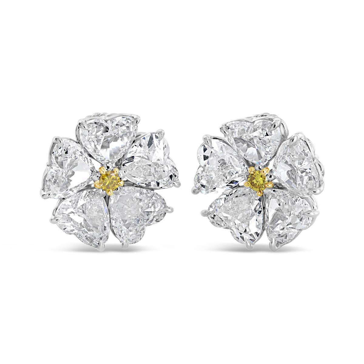 London Collection Platinum and 18k Yellow Gold Diamond Flower Stud Earrings
