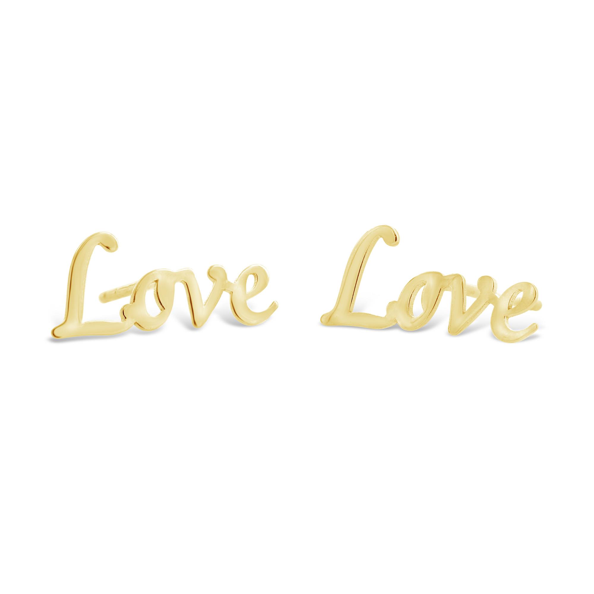 London Collection 14k Yellow Gold Love Cutout Stud Earrings