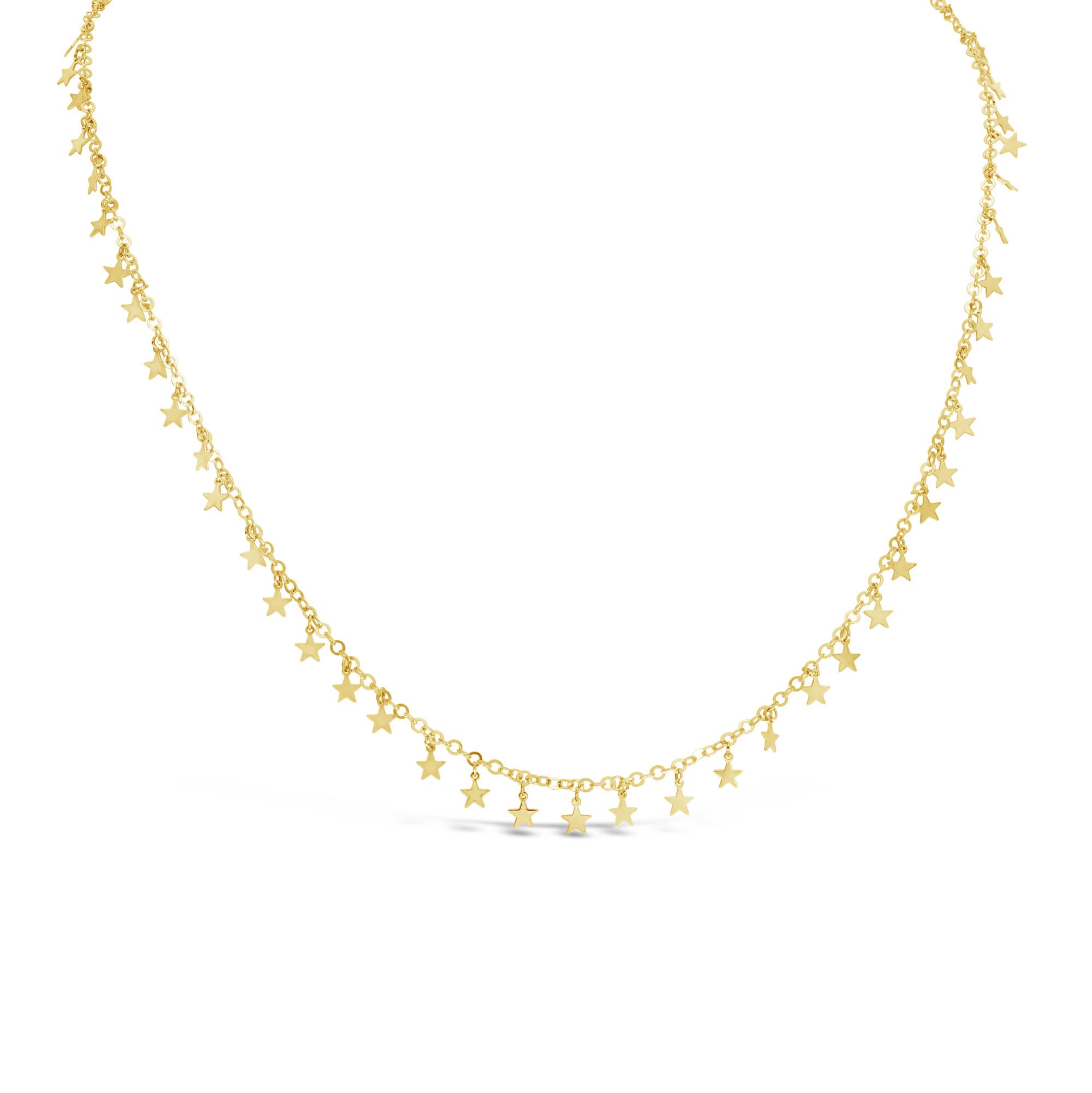 London Collection 14k Gold Multi Mini Dangling Star Necklace