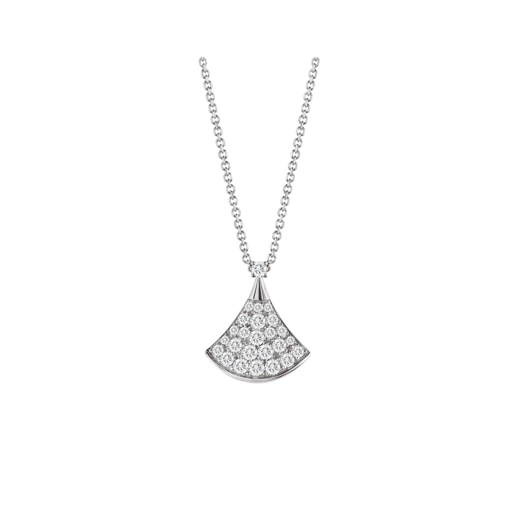Bvlgari Divas Dream White Gold Full Pave Diamond Pendant Necklace