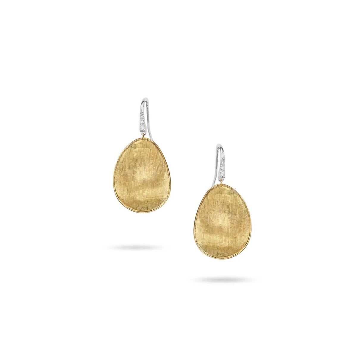 Marco Bicego Lunaria 18k Yellow Gold and Diamond Medium Drop Earrings