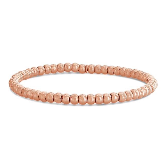 London Collection 18k Rose Gold 4mm Beaded Stretch Bracelet