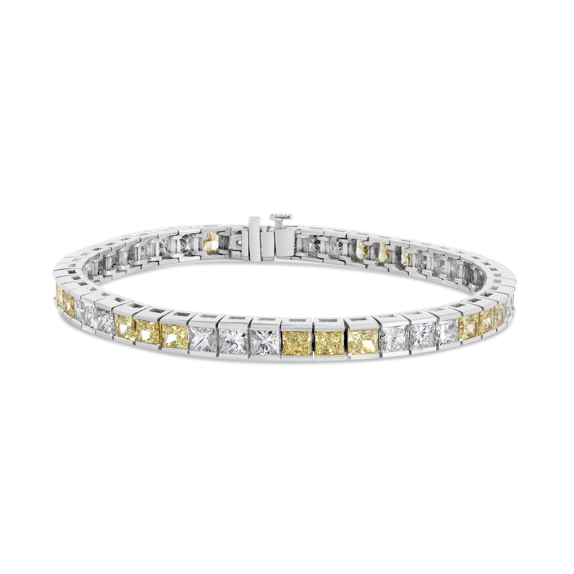 London Collection Yellow and White Diamond Channel Set Diamond Bracelet