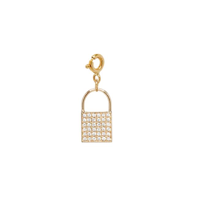 Zoe Chicco 14k Yellow Gold Diamond Padlock Charm