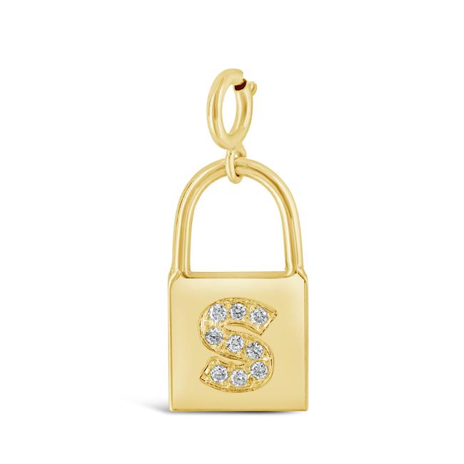 Zoe Chicco 14k Yellow Gold and Diamond S Initial Padlock Charm