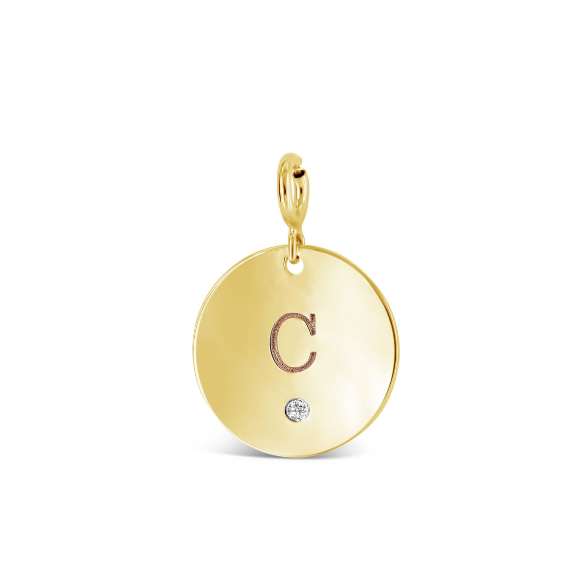 Zoe Chicco Yellow Gold Medium Disc Lower Case "c" Charm