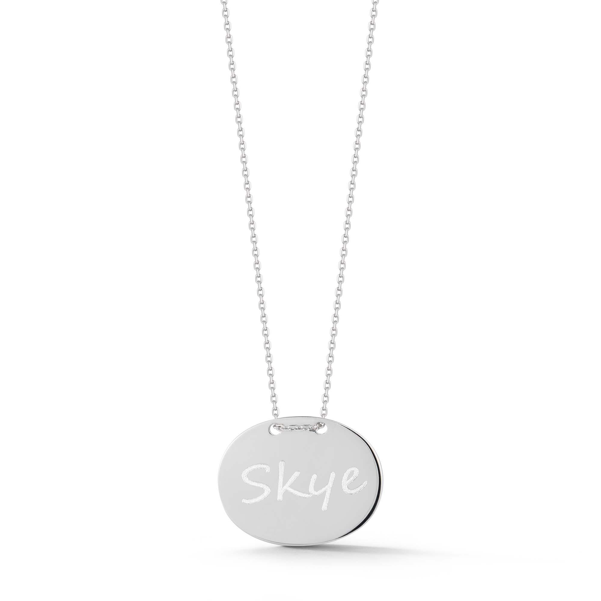 London Collection Sterling Silver Oval Engravable Necklace