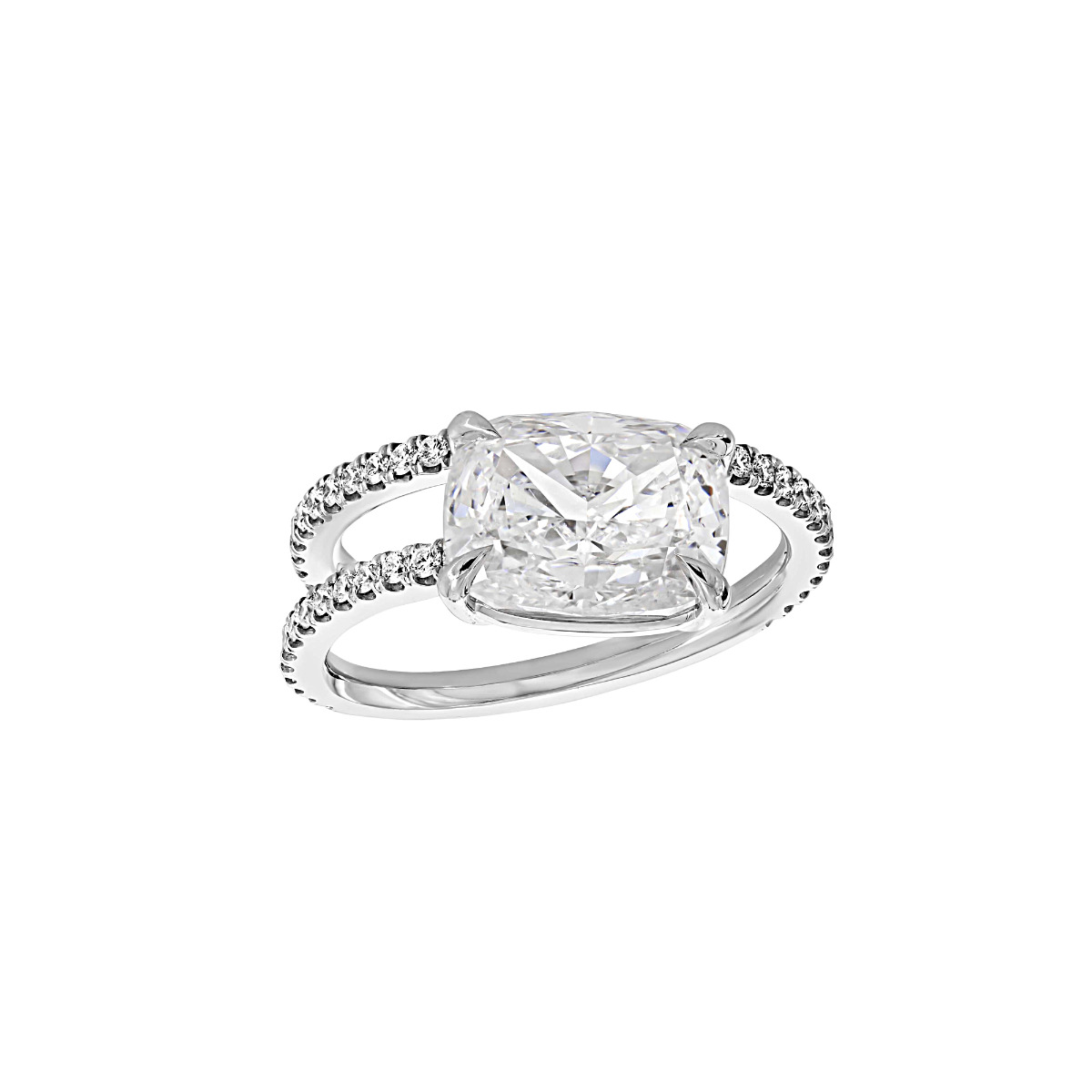 TWO by London Platinum Pave Diamond Spiral 4 Prong Semi Mount Engagement Ring