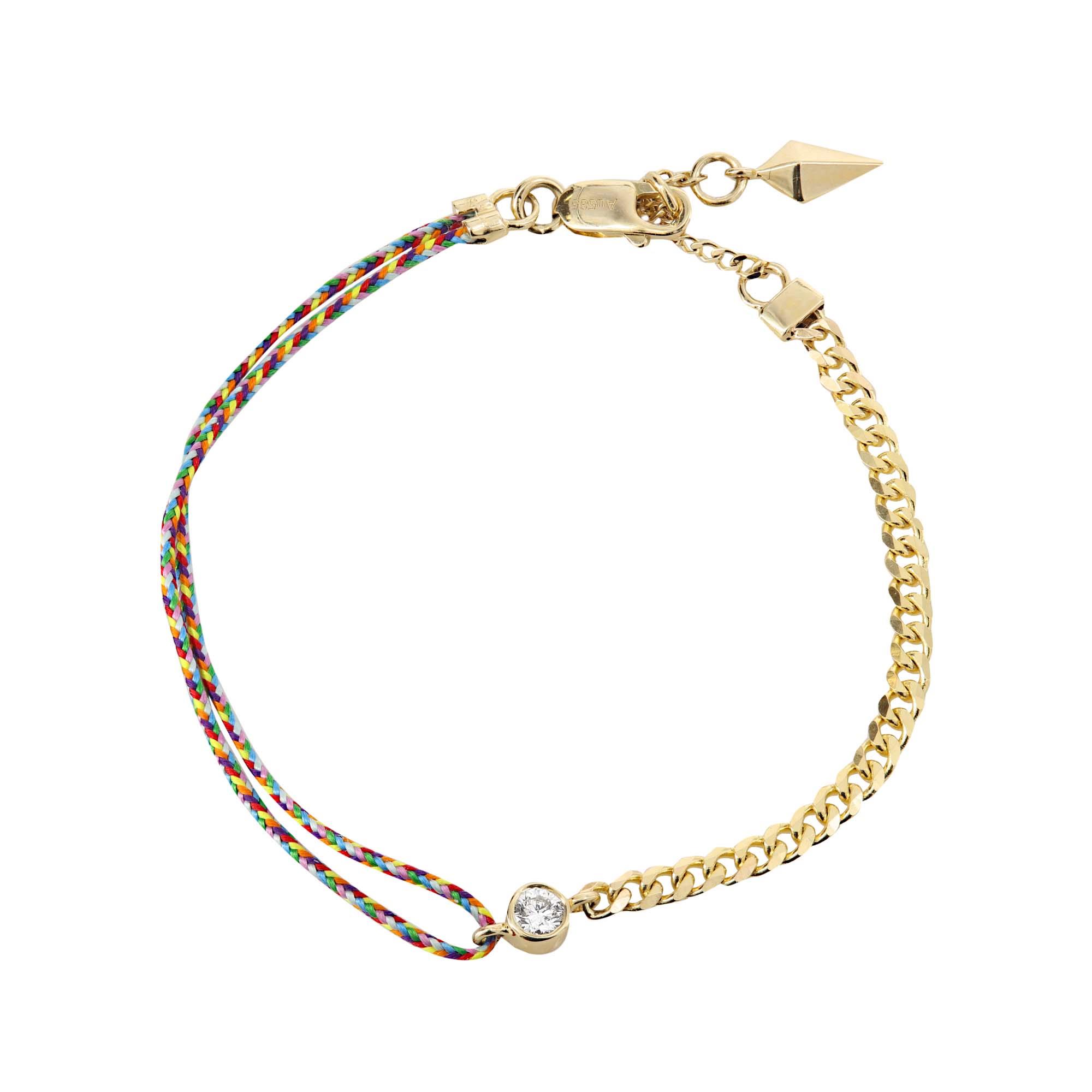 London Collection 14k Yellow Gold Diamond Rainbow Thread Bracelet