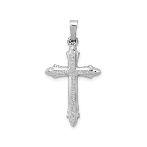 London Collection 14k White Gold Textured and Polished Passion Cross Charm