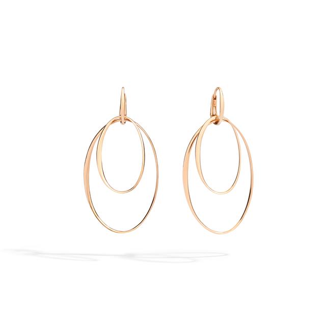 Pomellato 18k Rose Gold Double Oval Drop Earrings
